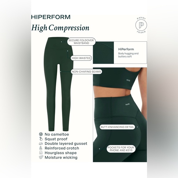PAVOI ACTIVE‎ Leggings with Pockets | Compressive High Waisted Butt Sculpting - Picture 2 of 5